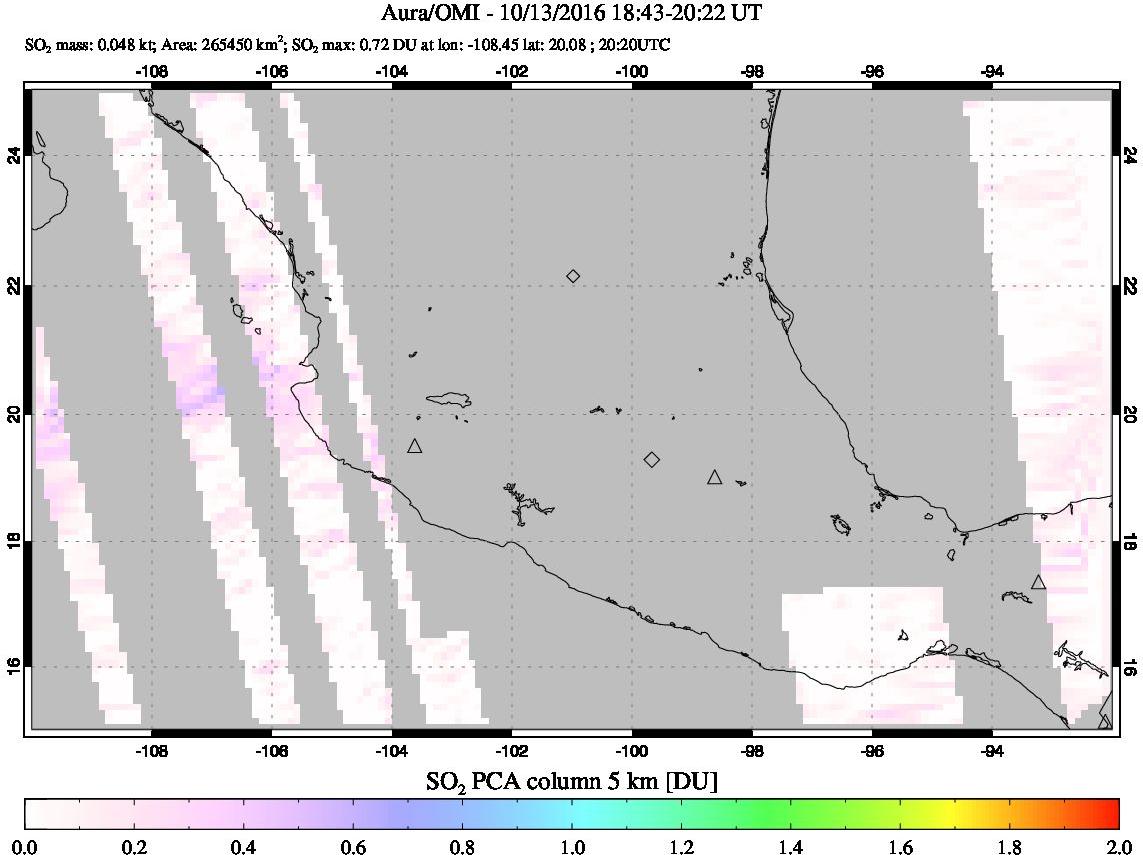 A sulfur dioxide image over Mexico on Oct 13, 2016.