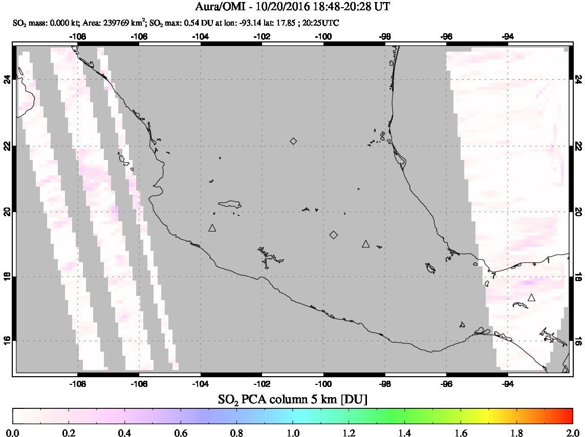 A sulfur dioxide image over Mexico on Oct 20, 2016.