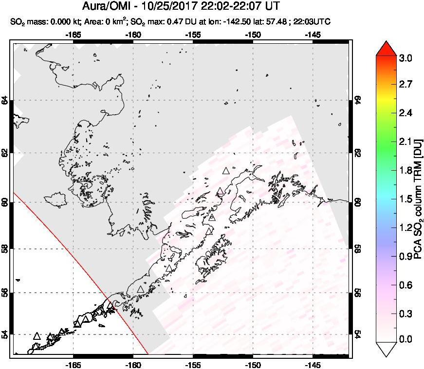 A sulfur dioxide image over Alaska, USA on Oct 25, 2017.