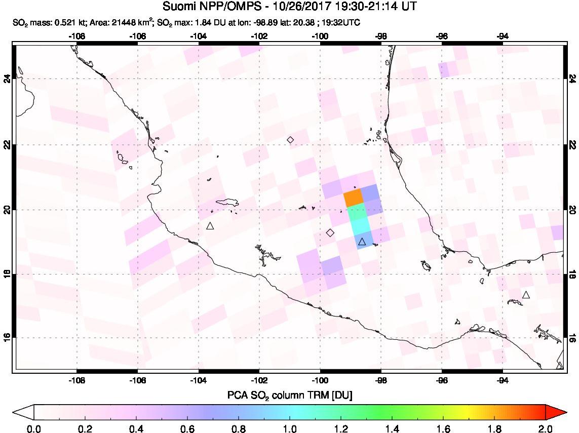 A sulfur dioxide image over Mexico on Oct 26, 2017.