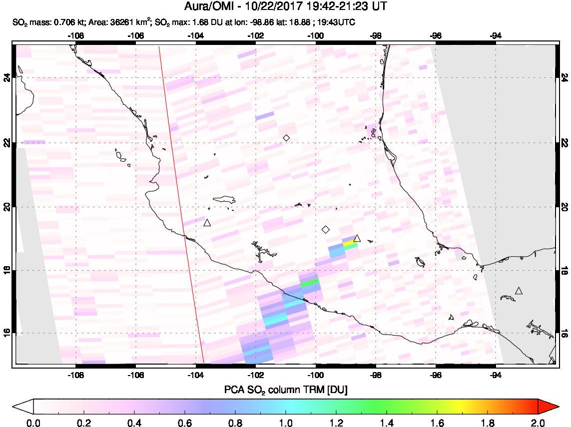 A sulfur dioxide image over Mexico on Oct 22, 2017.