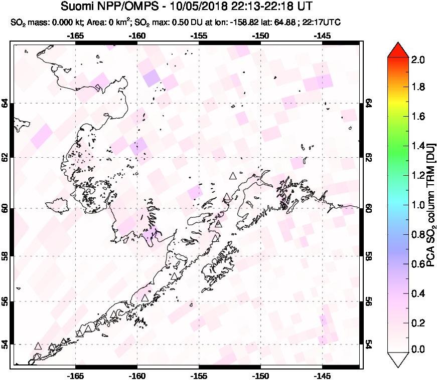 A sulfur dioxide image over Alaska, USA on Oct 05, 2018.