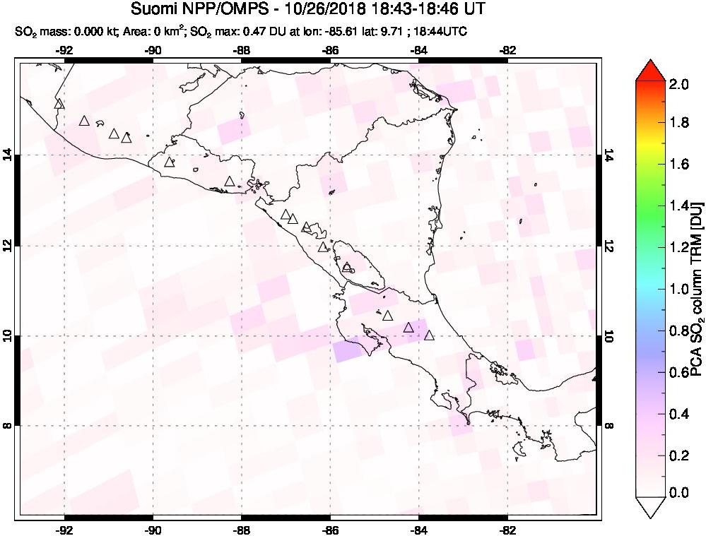 A sulfur dioxide image over Central America on Oct 26, 2018.