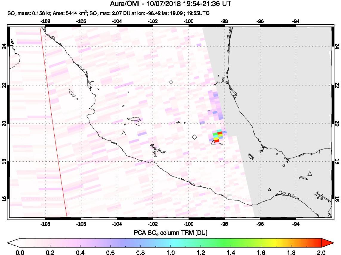 A sulfur dioxide image over Mexico on Oct 07, 2018.