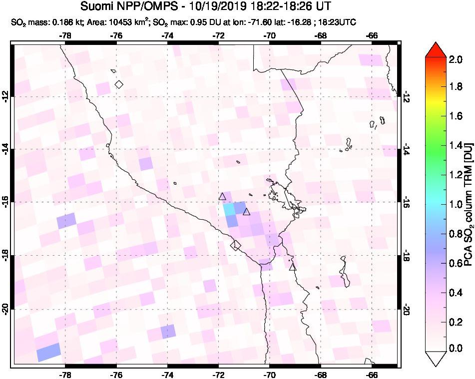 A sulfur dioxide image over Peru on Oct 19, 2019.