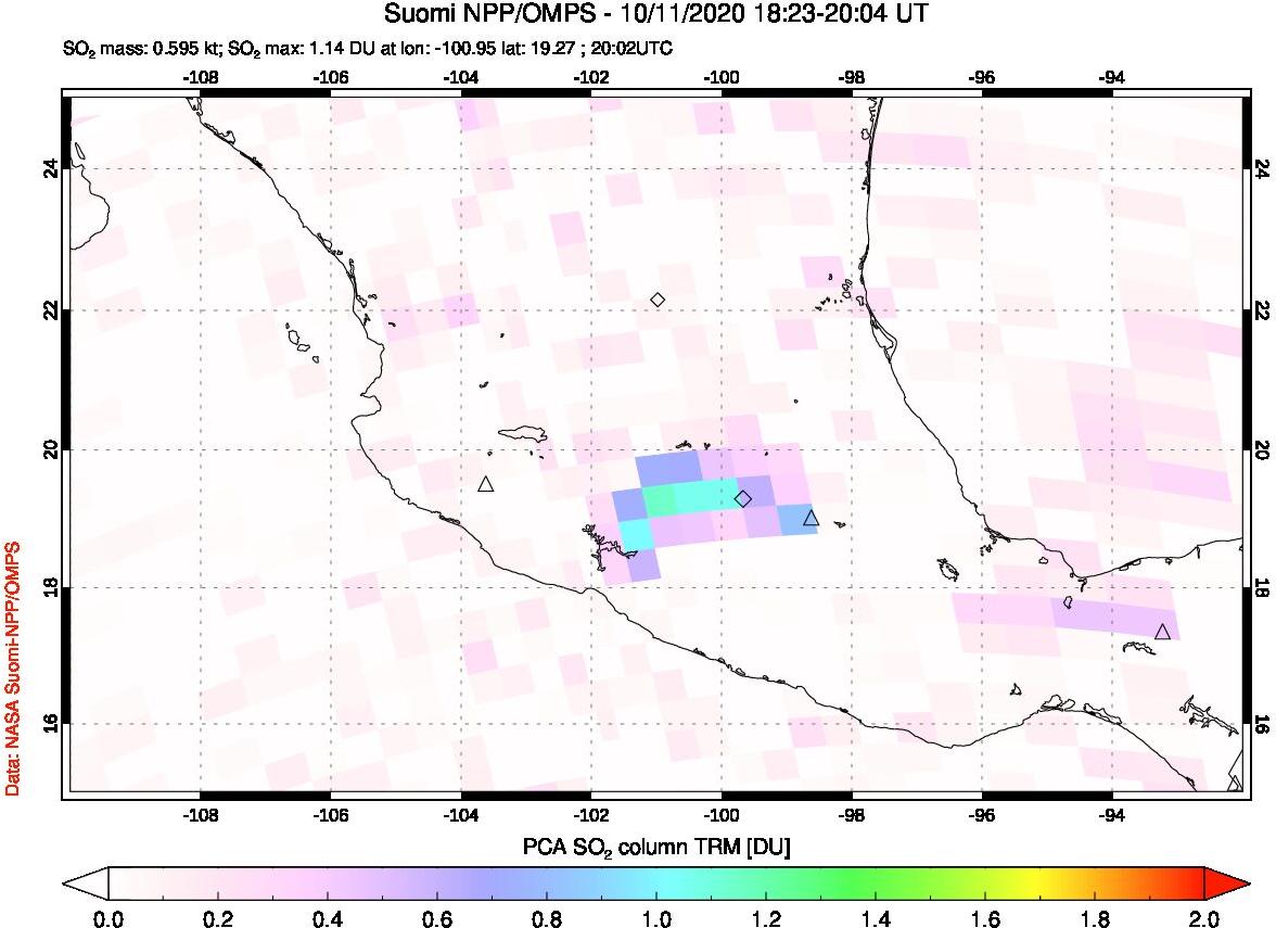 A sulfur dioxide image over Mexico on Oct 11, 2020.