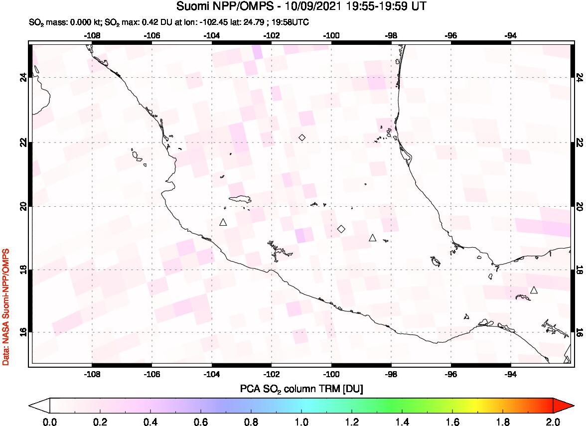 A sulfur dioxide image over Mexico on Oct 09, 2021.