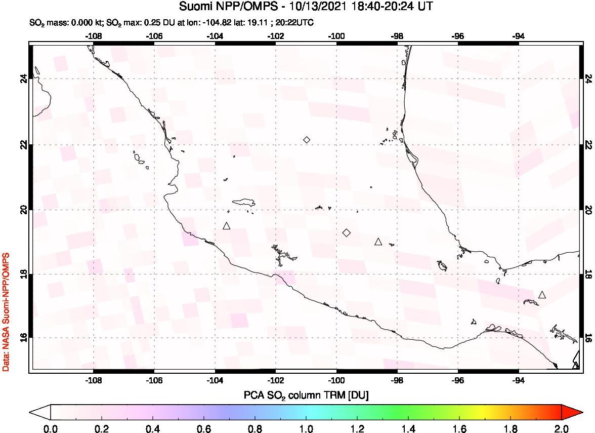 A sulfur dioxide image over Mexico on Oct 13, 2021.