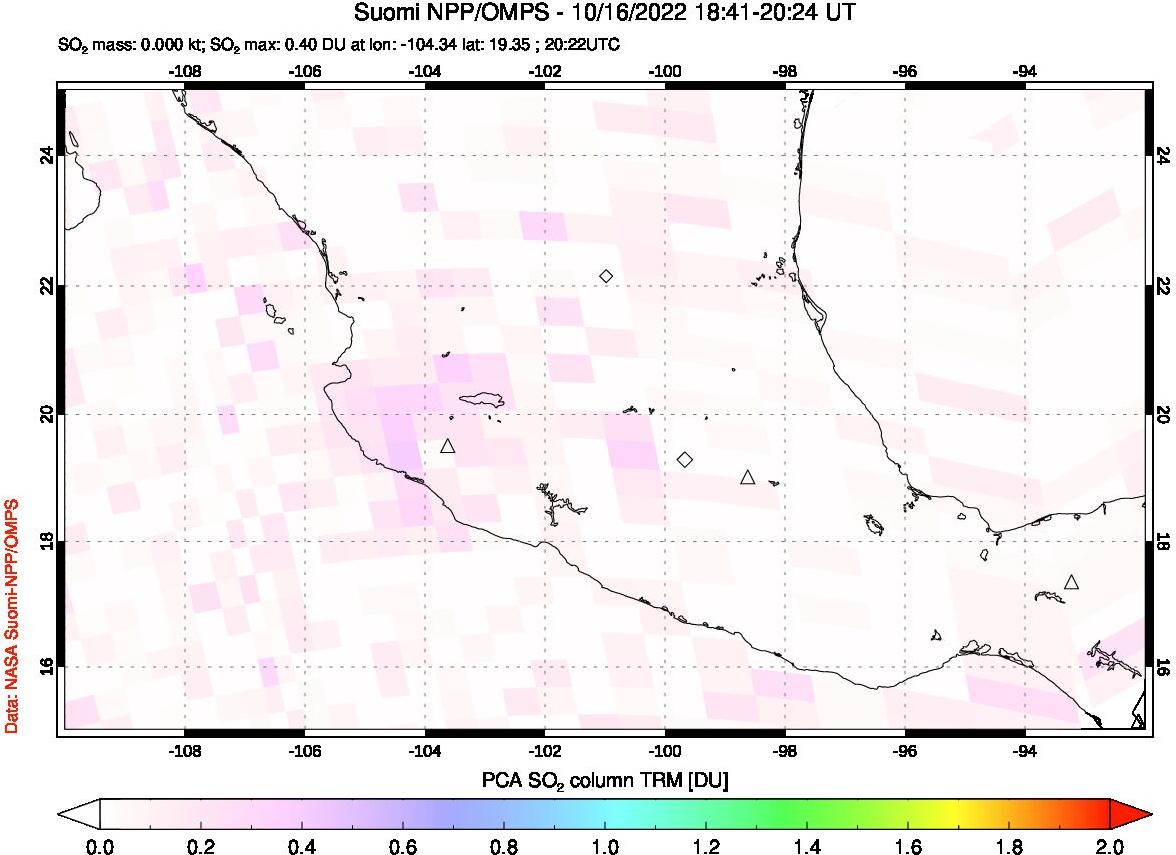 A sulfur dioxide image over Mexico on Oct 16, 2022.