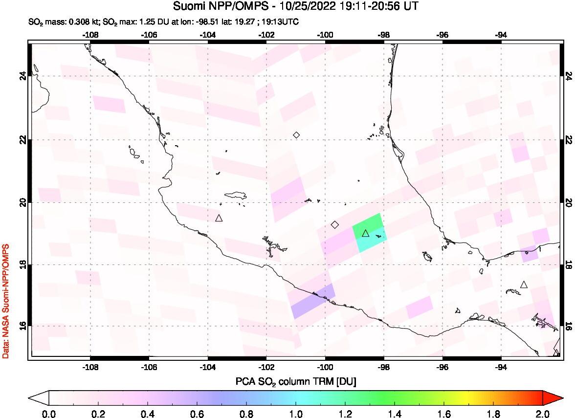 A sulfur dioxide image over Mexico on Oct 25, 2022.