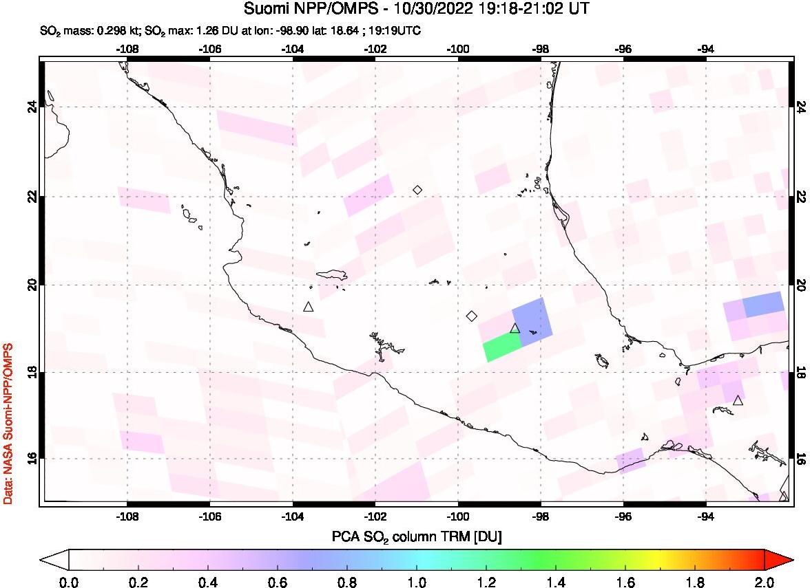 A sulfur dioxide image over Mexico on Oct 30, 2022.