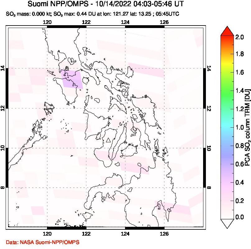 A sulfur dioxide image over Philippines on Oct 14, 2022.