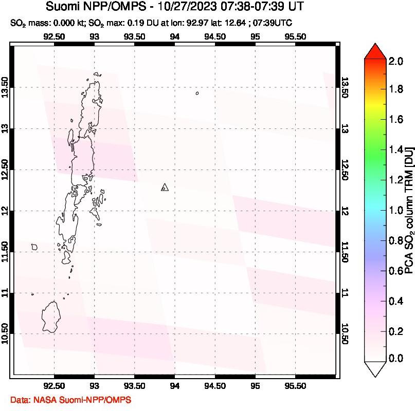 A sulfur dioxide image over Andaman Islands, Indian Ocean on Oct 27, 2023.