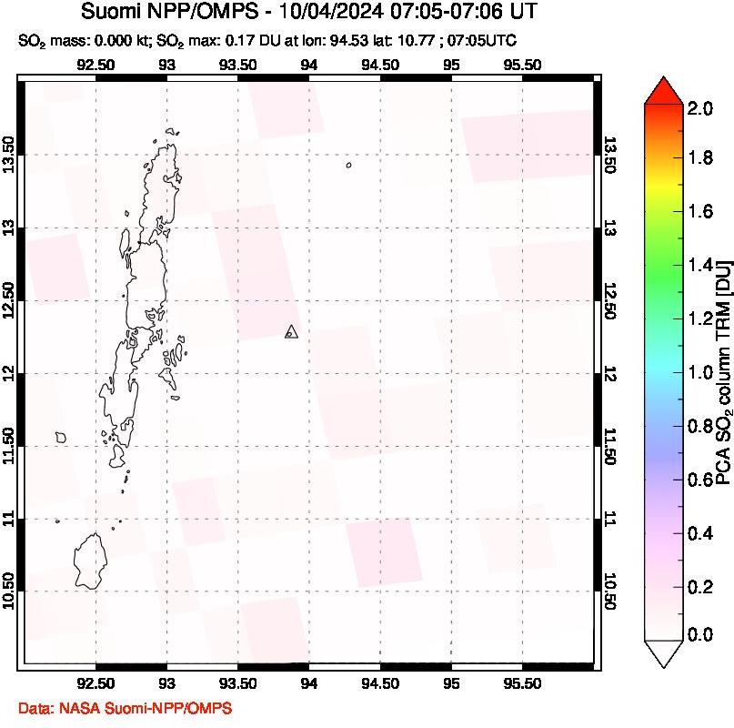 A sulfur dioxide image over Andaman Islands, Indian Ocean on Oct 04, 2024.