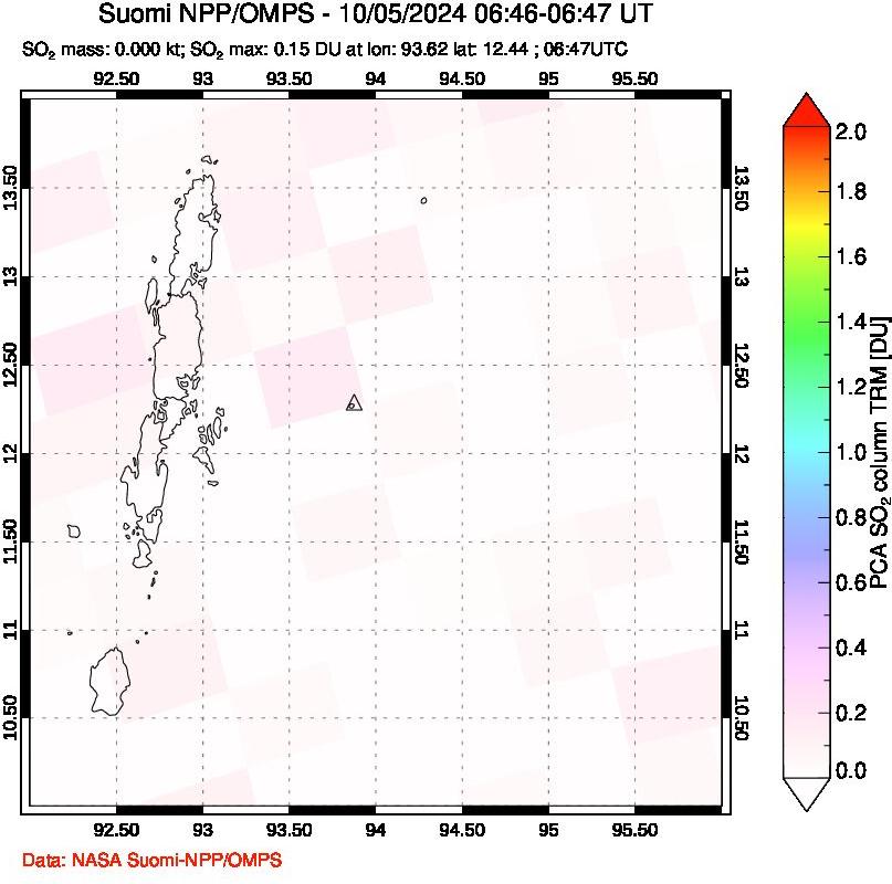 A sulfur dioxide image over Andaman Islands, Indian Ocean on Oct 05, 2024.