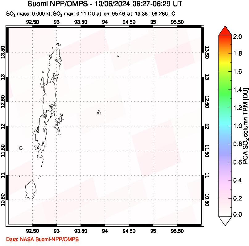 A sulfur dioxide image over Andaman Islands, Indian Ocean on Oct 06, 2024.