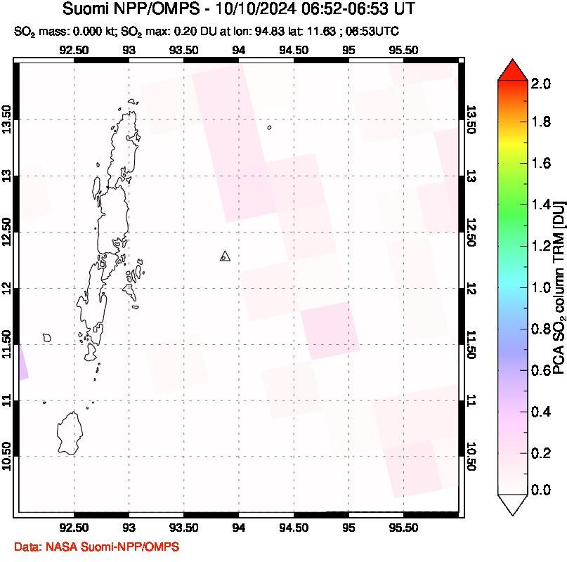 A sulfur dioxide image over Andaman Islands, Indian Ocean on Oct 10, 2024.