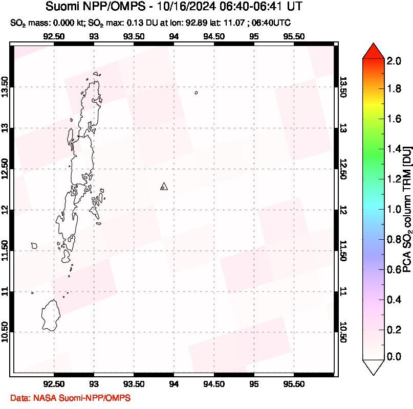 A sulfur dioxide image over Andaman Islands, Indian Ocean on Oct 16, 2024.