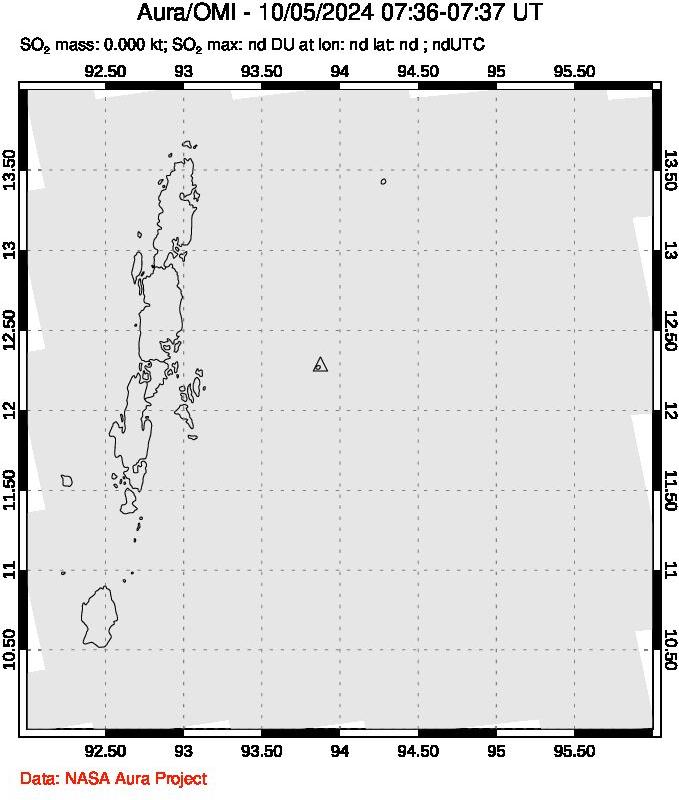 A sulfur dioxide image over Andaman Islands, Indian Ocean on Oct 05, 2024.