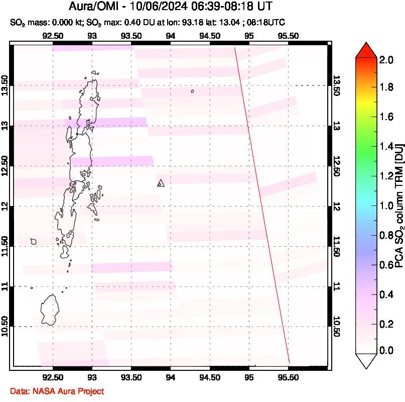 A sulfur dioxide image over Andaman Islands, Indian Ocean on Oct 06, 2024.