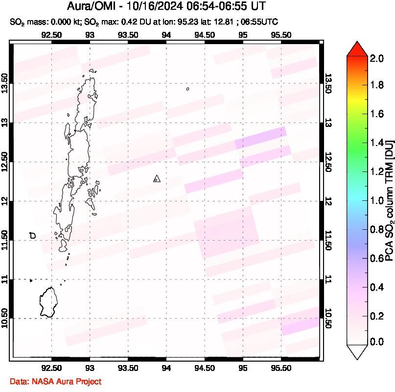 A sulfur dioxide image over Andaman Islands, Indian Ocean on Oct 16, 2024.