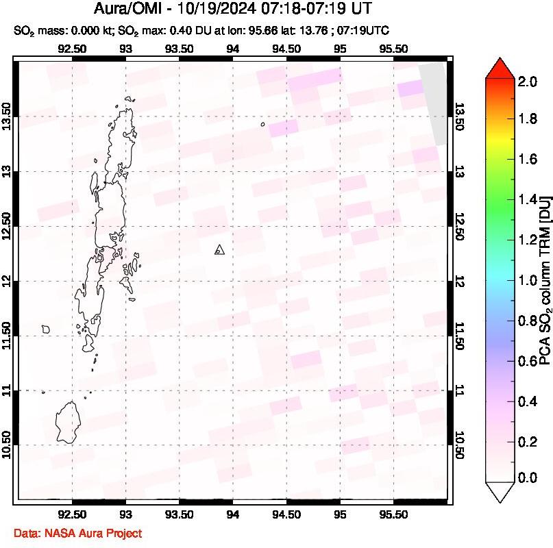 A sulfur dioxide image over Andaman Islands, Indian Ocean on Oct 19, 2024.