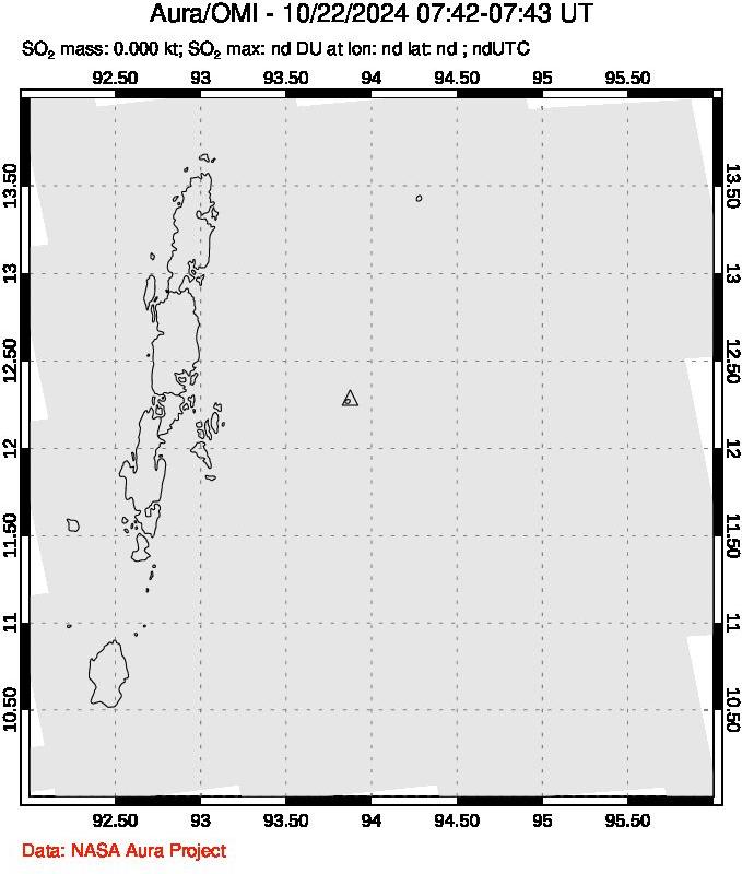 A sulfur dioxide image over Andaman Islands, Indian Ocean on Oct 22, 2024.