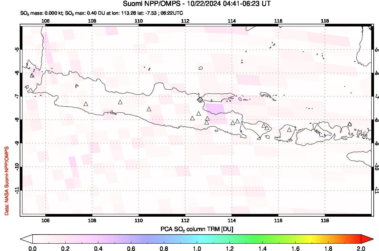 A sulfur dioxide image over Java, Indonesia on Oct 22, 2024.