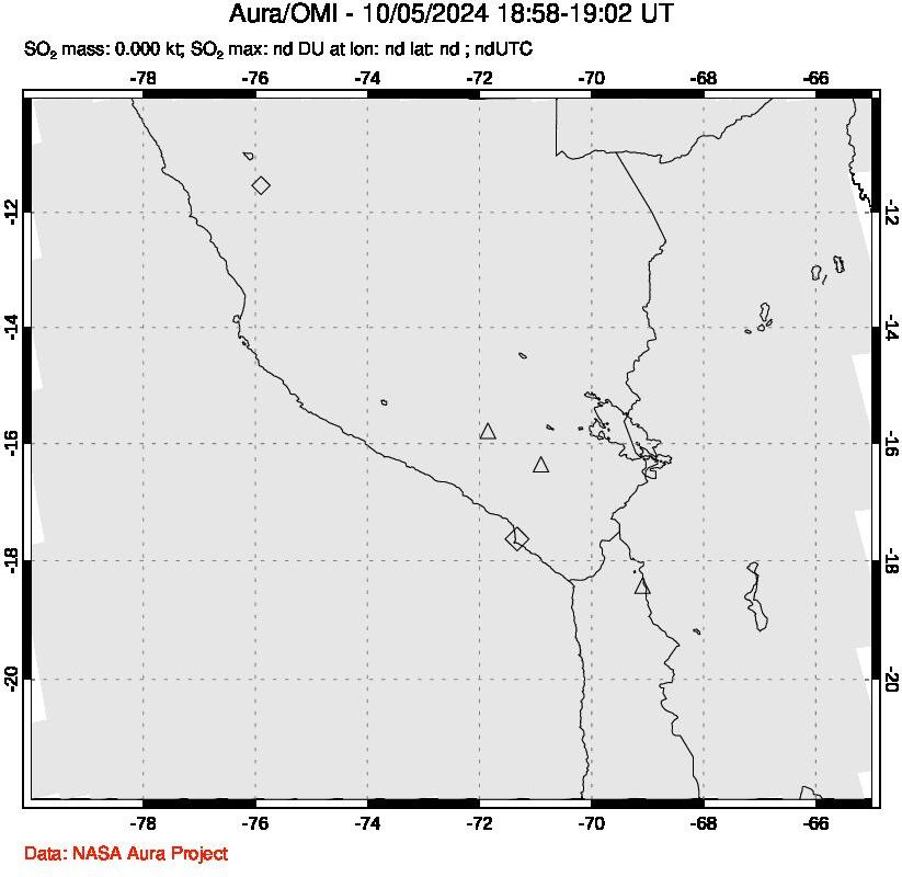 A sulfur dioxide image over Peru on Oct 05, 2024.