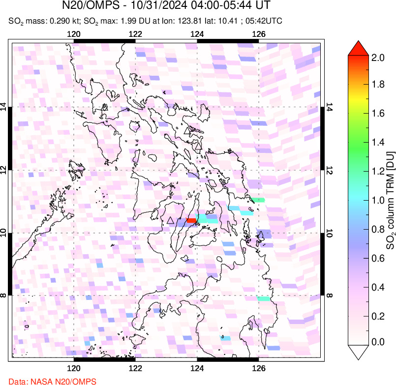 A sulfur dioxide image over Philippines on Oct 31, 2024.