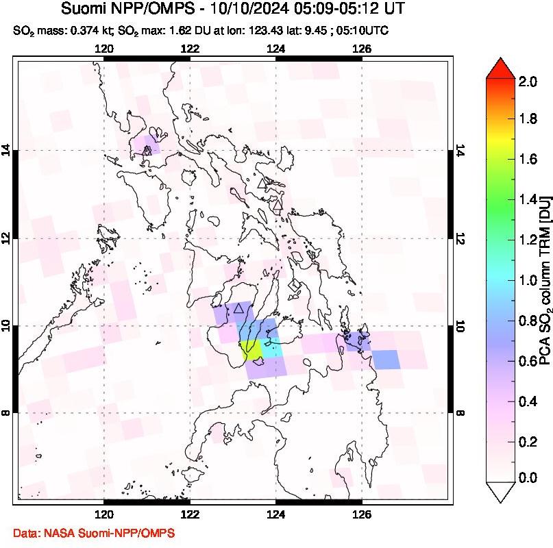 A sulfur dioxide image over Philippines on Oct 10, 2024.