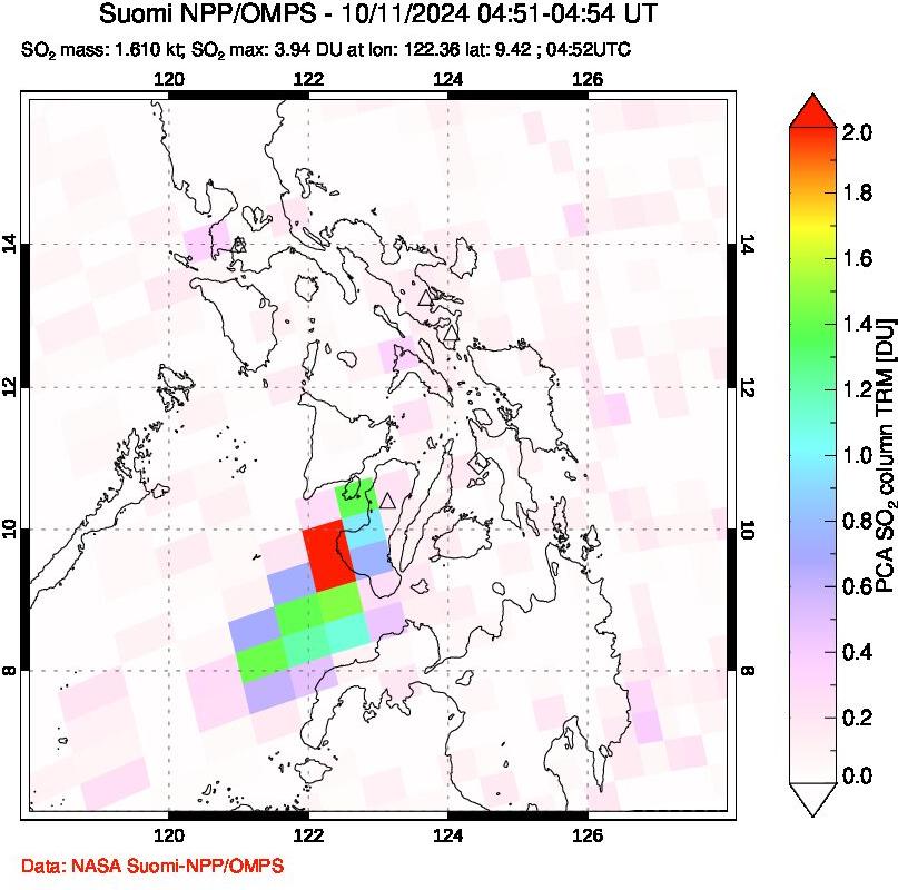 A sulfur dioxide image over Philippines on Oct 11, 2024.