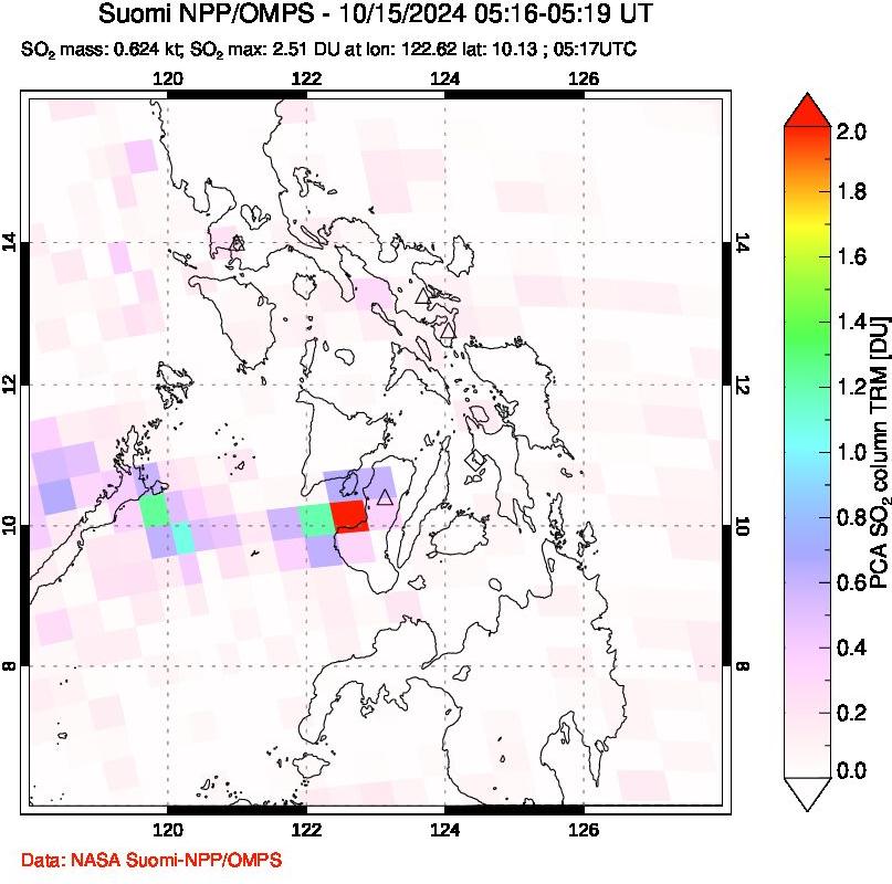 A sulfur dioxide image over Philippines on Oct 15, 2024.