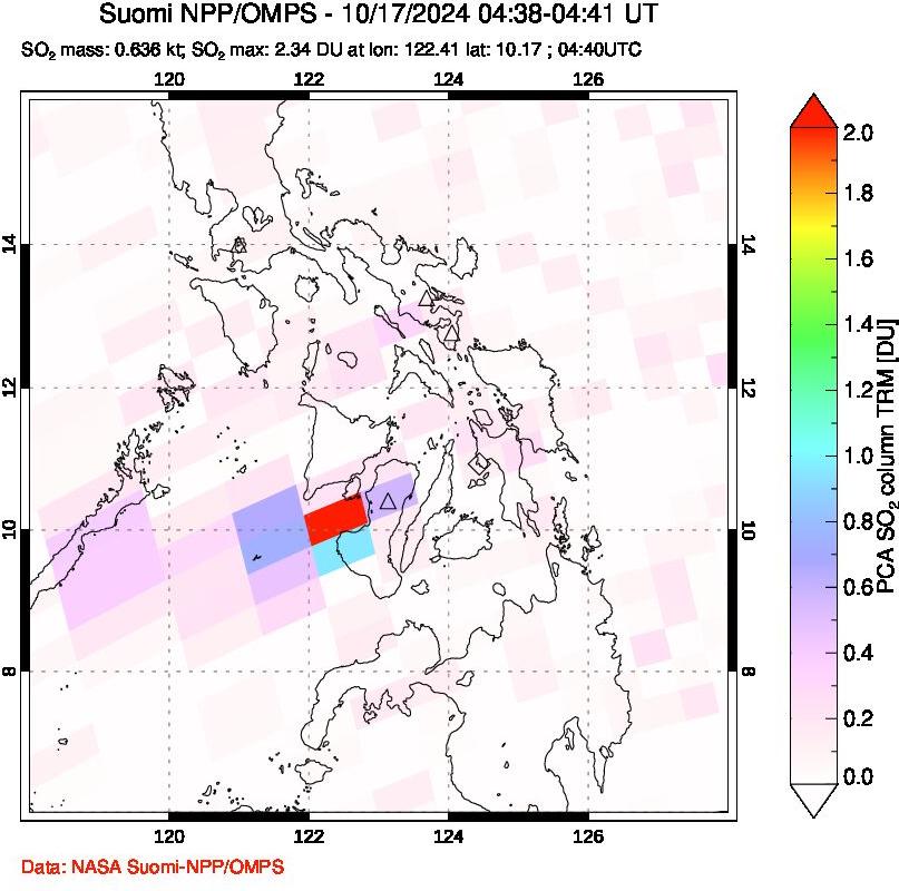 A sulfur dioxide image over Philippines on Oct 17, 2024.