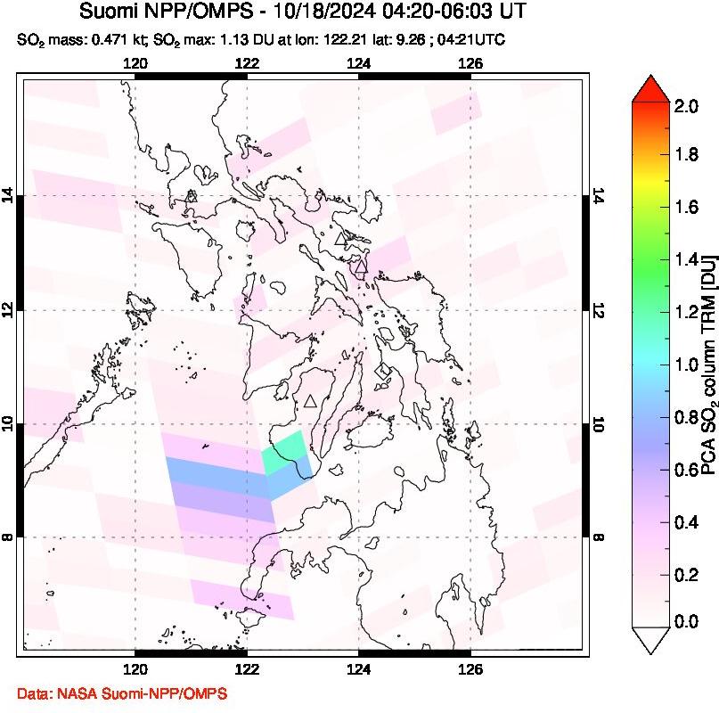 A sulfur dioxide image over Philippines on Oct 18, 2024.