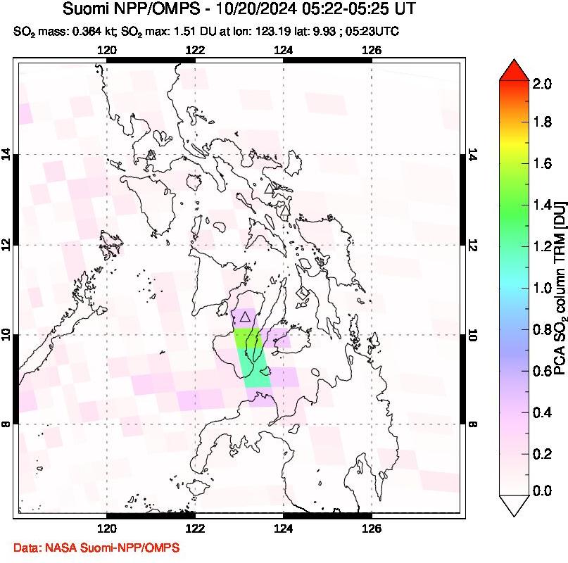 A sulfur dioxide image over Philippines on Oct 20, 2024.