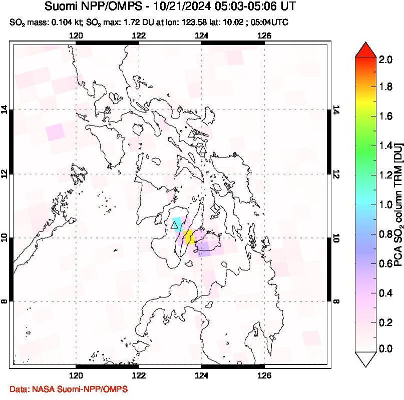 A sulfur dioxide image over Philippines on Oct 21, 2024.