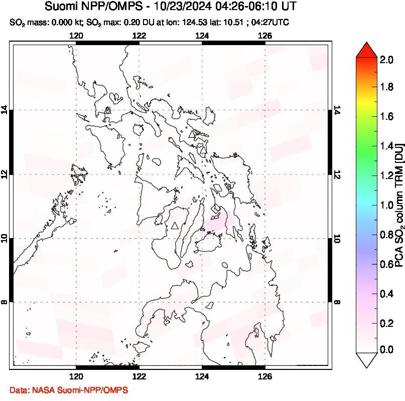 A sulfur dioxide image over Philippines on Oct 23, 2024.