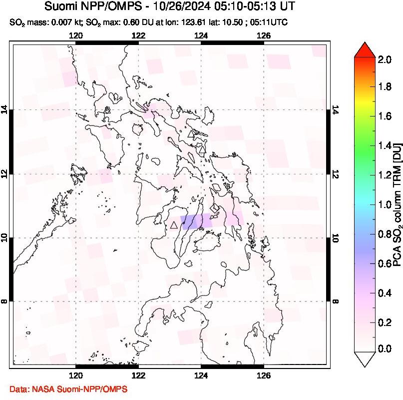 A sulfur dioxide image over Philippines on Oct 26, 2024.