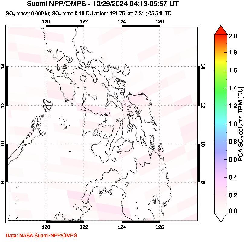 A sulfur dioxide image over Philippines on Oct 29, 2024.