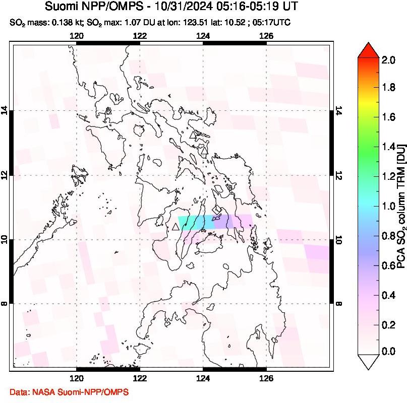 A sulfur dioxide image over Philippines on Oct 31, 2024.