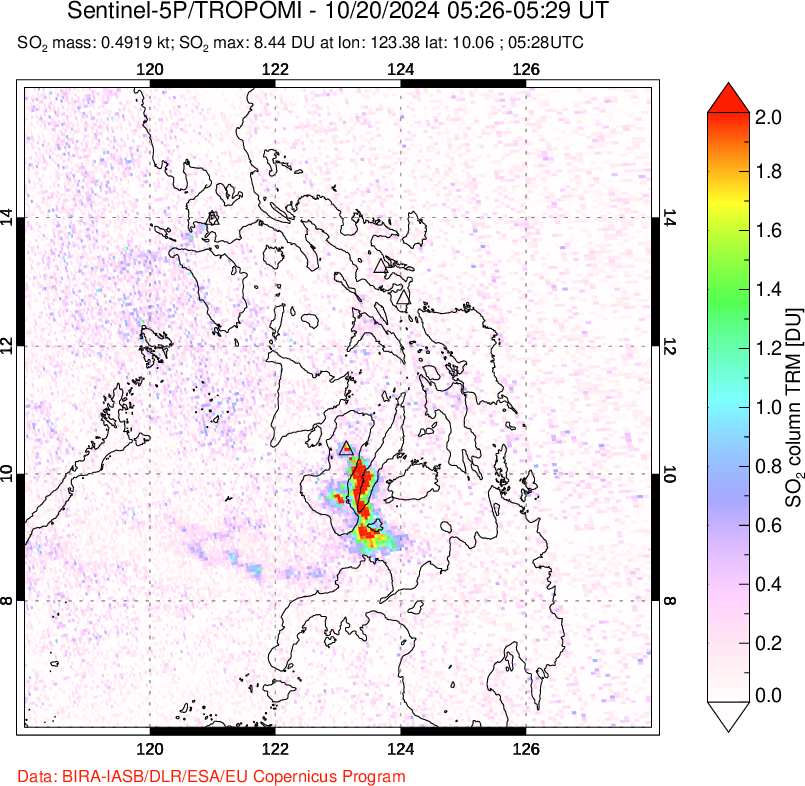 A sulfur dioxide image over Philippines on Oct 20, 2024.