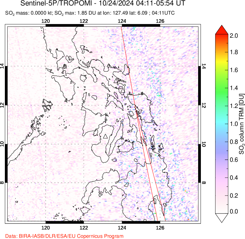 A sulfur dioxide image over Philippines on Oct 24, 2024.