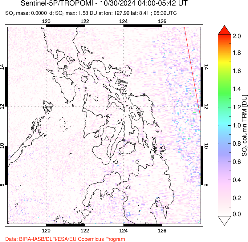 A sulfur dioxide image over Philippines on Oct 30, 2024.