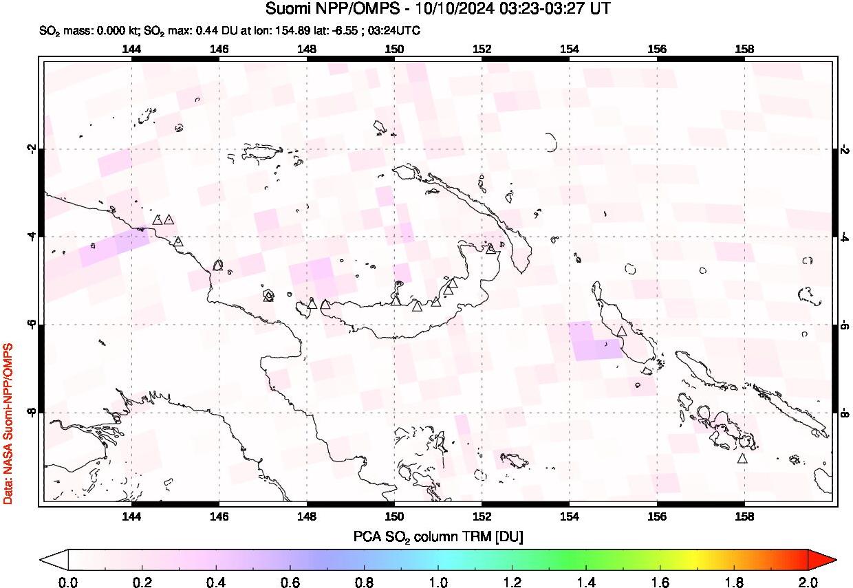 A sulfur dioxide image over Papua, New Guinea on Oct 10, 2024.