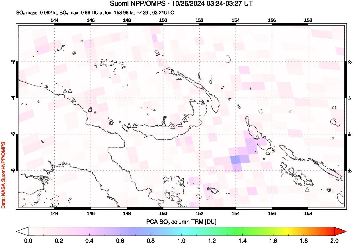 A sulfur dioxide image over Papua, New Guinea on Oct 26, 2024.