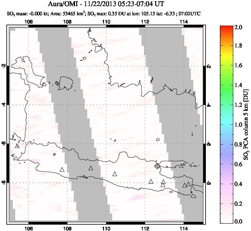 A sulfur dioxide image over Java, Indonesia on Nov 22, 2013.
