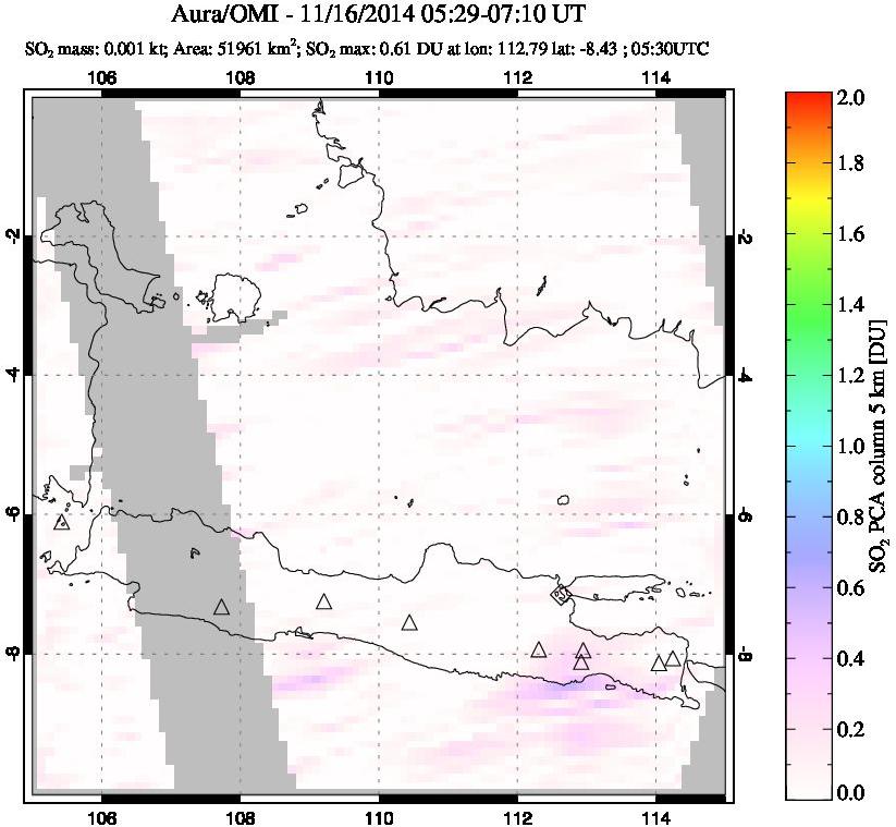 A sulfur dioxide image over Java, Indonesia on Nov 16, 2014.