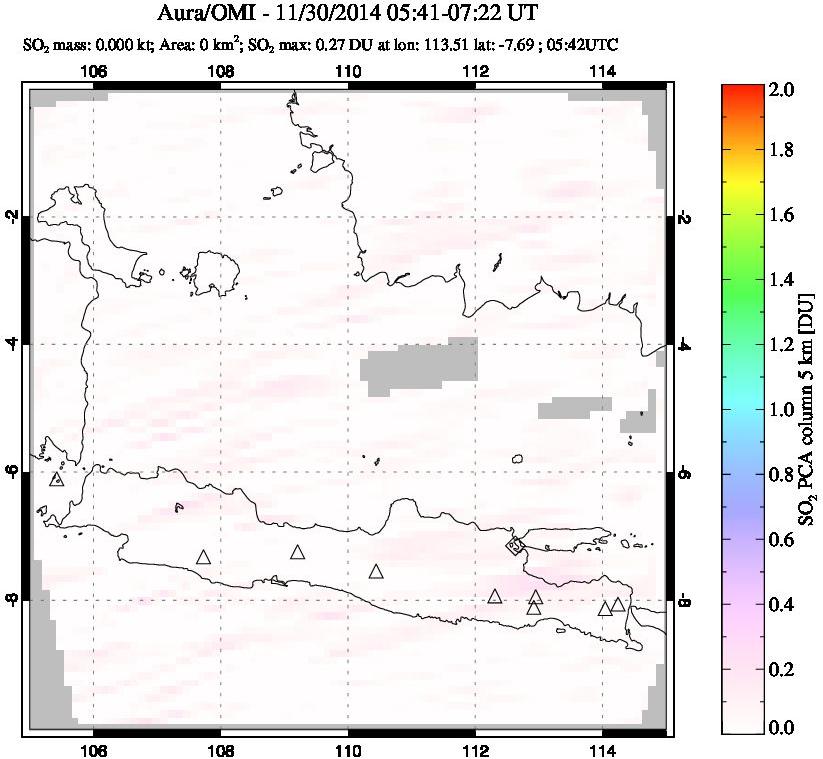 A sulfur dioxide image over Java, Indonesia on Nov 30, 2014.