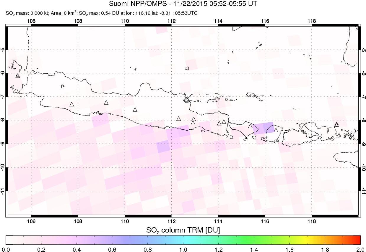 A sulfur dioxide image over Java, Indonesia on Nov 22, 2015.